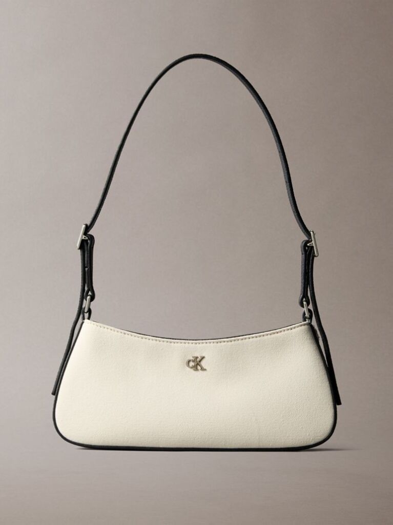 White Cotton Canvas Shoulder Bag  Women
