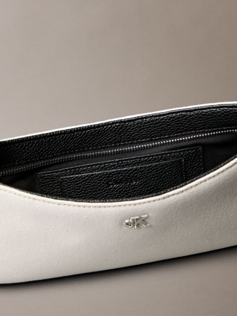 White Cotton Canvas Shoulder Bag  Women