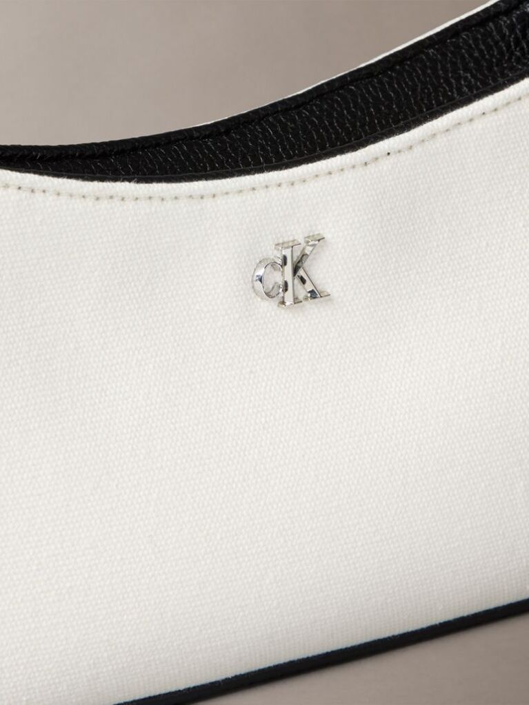 White Cotton Canvas Shoulder Bag  Women