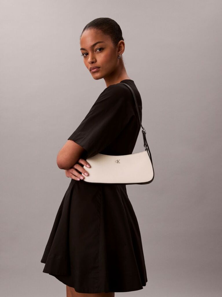 White Cotton Canvas Shoulder Bag  Women