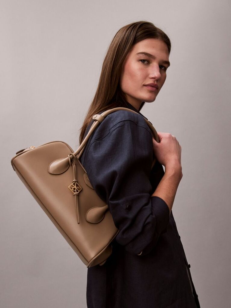 Beige Trio Compartment Shoulder Bag  Women