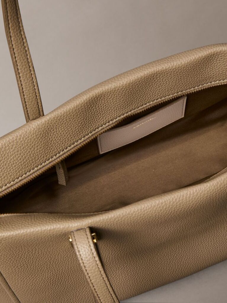 Beige Pebble Grain Tote Bag  Women