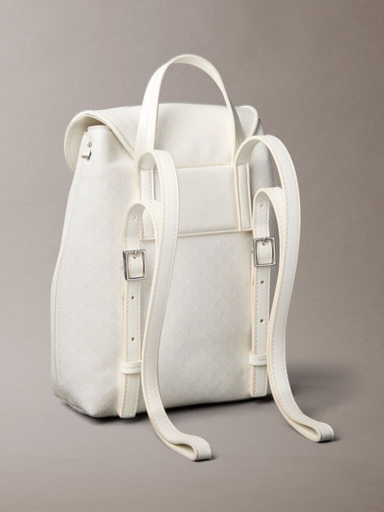 White Allover Emblem Logo Mini Backpack  Women