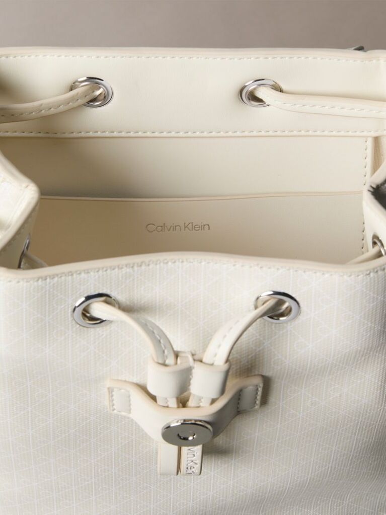 White Allover Emblem Logo Mini Backpack  Women
