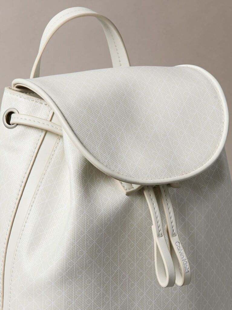 White Allover Emblem Logo Mini Backpack  Women