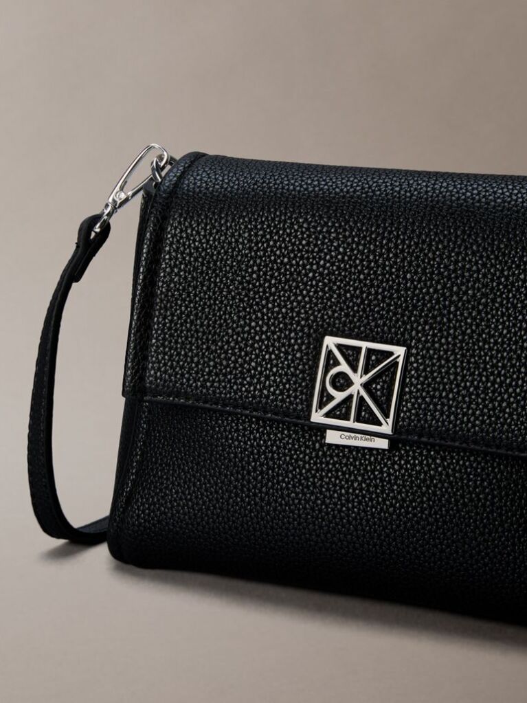 Black Pebble Grain Crossbody Bag  Women