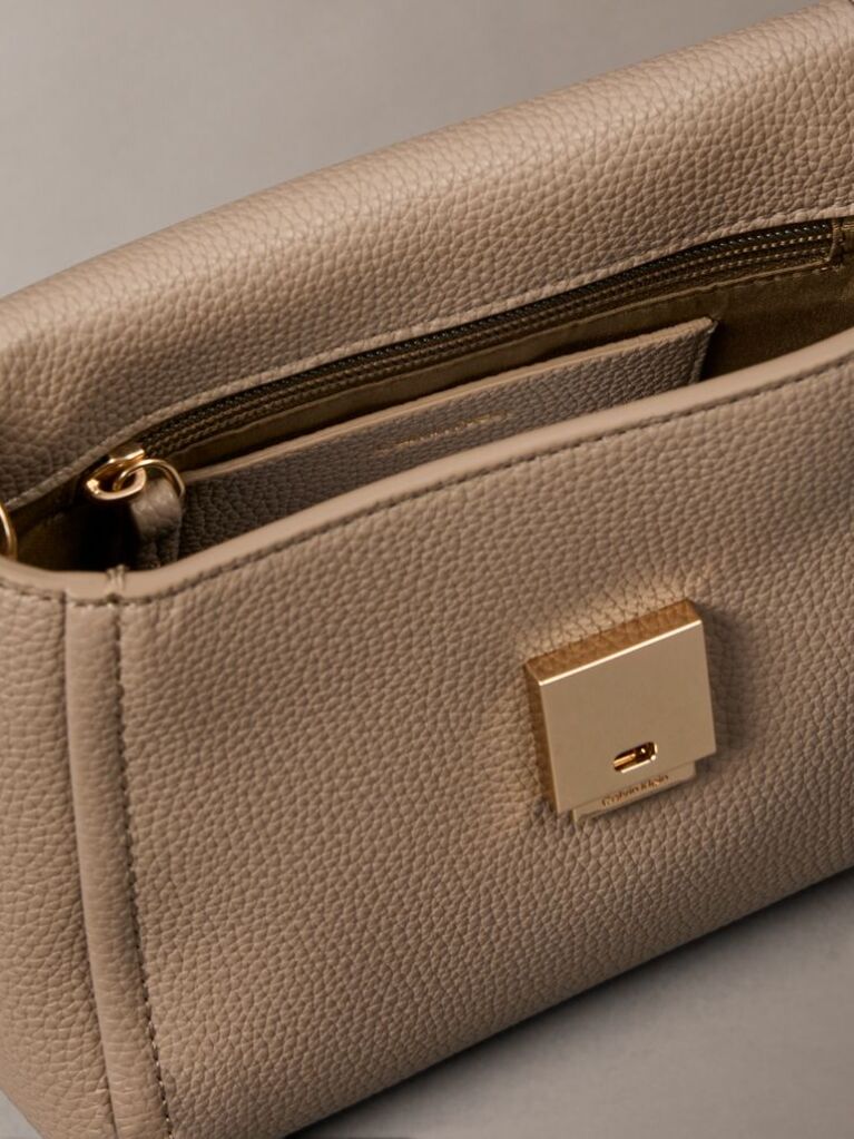 Beige Pebble Grain Crossbody Bag  Women