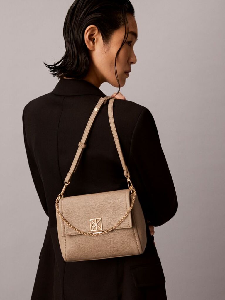 Beige Pebble Grain Crossbody Bag  Women