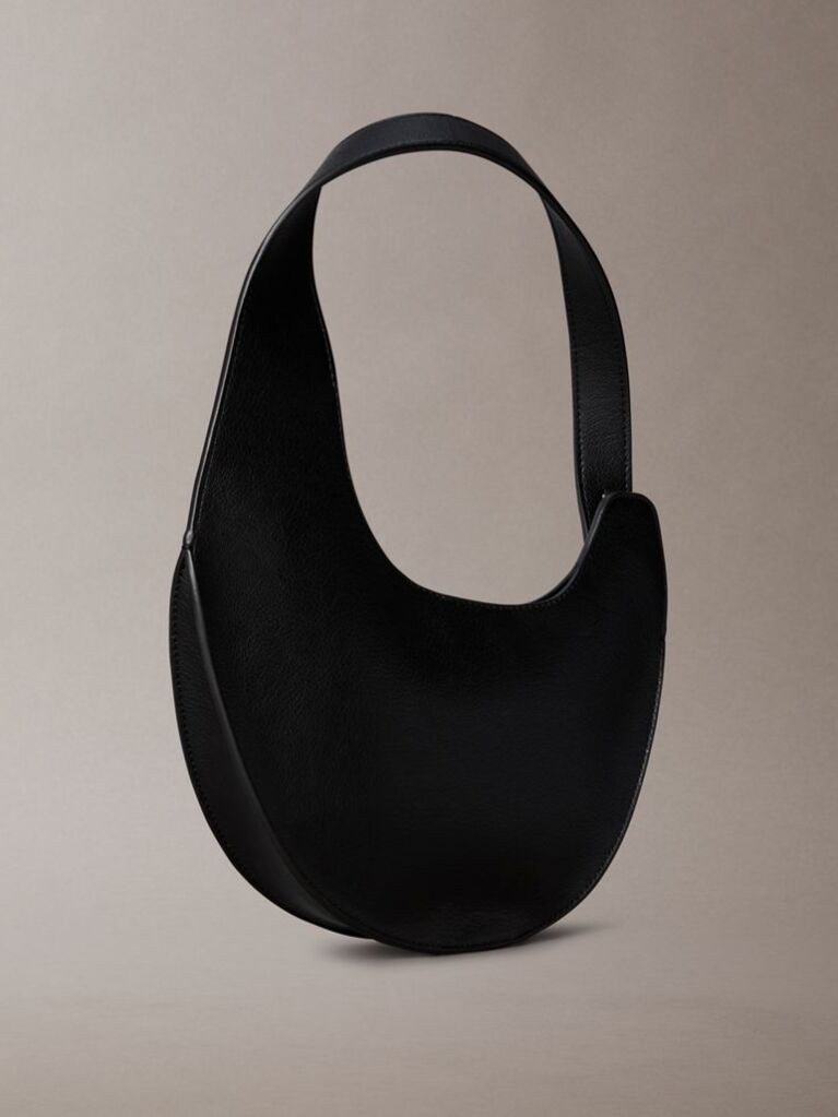 Black Asymmetric Crescent Shoulder Bag  Women