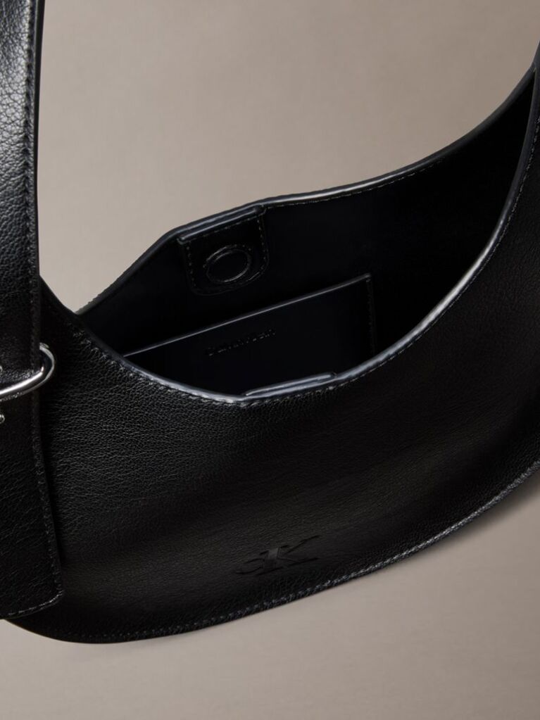 Black Asymmetric Crescent Shoulder Bag  Women