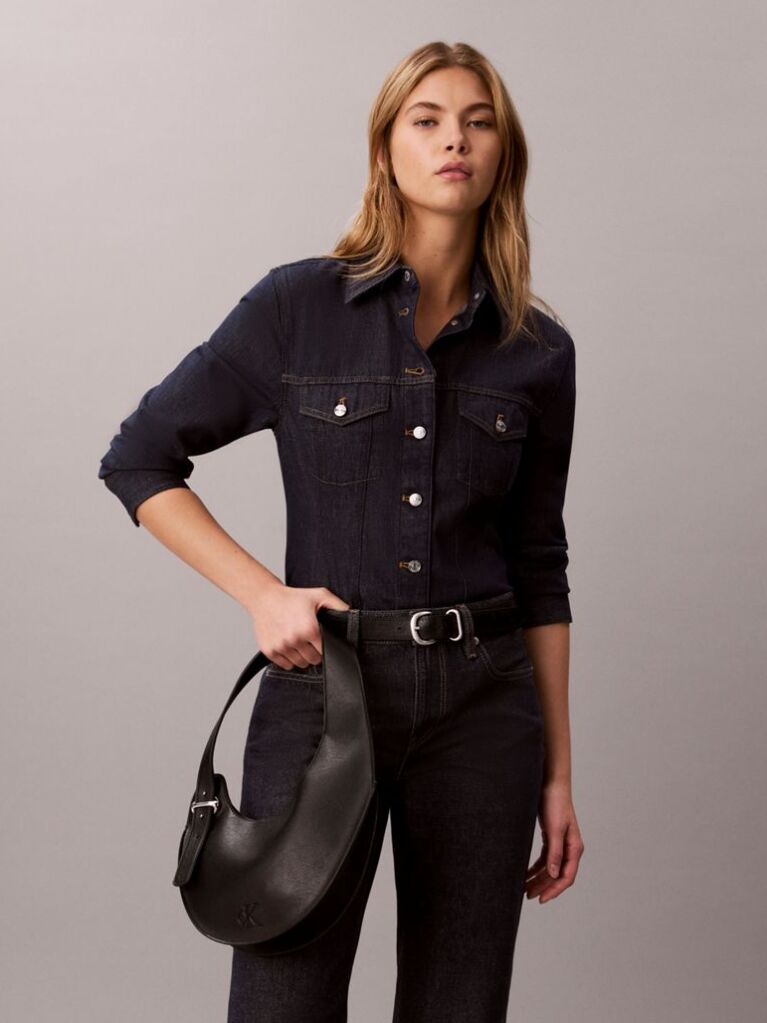 Black Asymmetric Crescent Shoulder Bag  Women