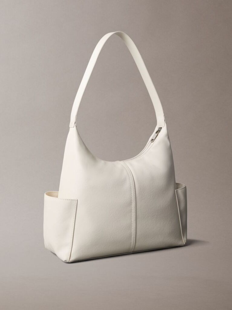 White Debossed Monologo Pocket Shoulder Bag  Women