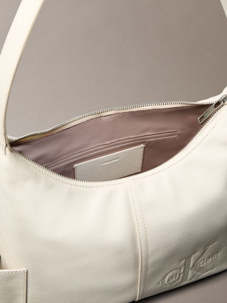 White Debossed Monologo Pocket Shoulder Bag  Women