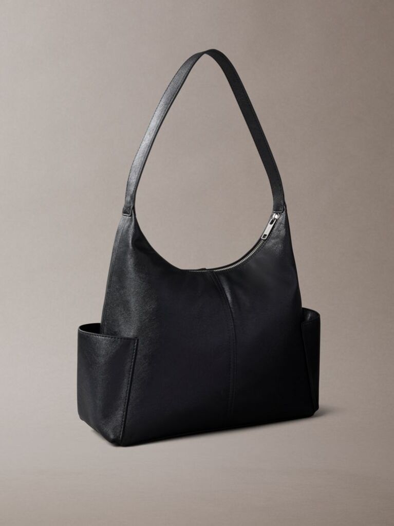 Black Debossed Monologo Pocket Shoulder Bag  Women