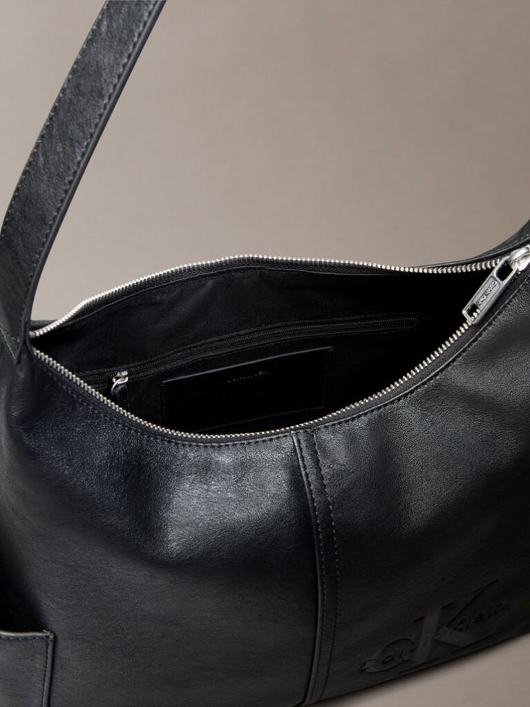 Black Debossed Monologo Pocket Shoulder Bag  Women