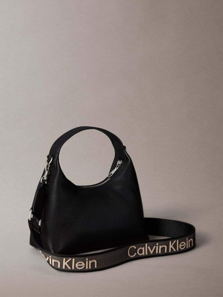 Pink Logo Strap Textured Crossbody Bag  Women