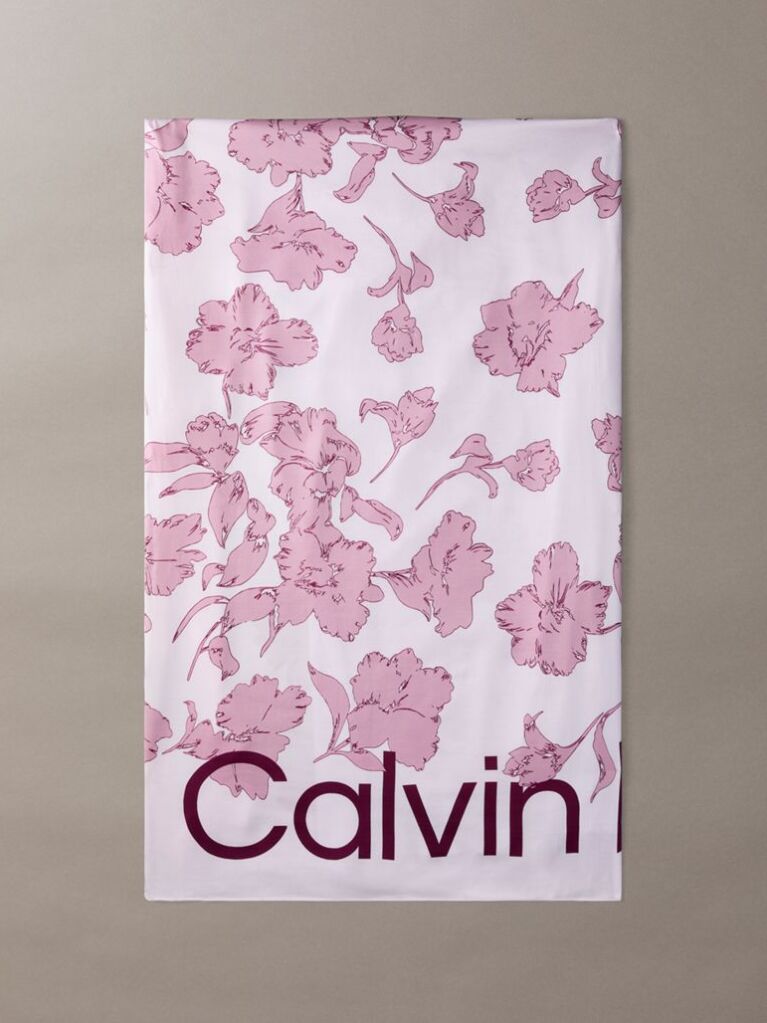Pink Square Floral Logo Scarf  Women
