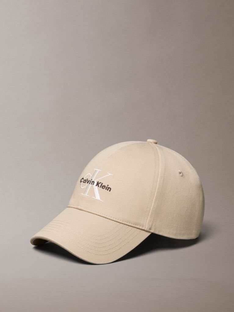 Beige Embroidered Monogram Logo Baseball Cap  Men