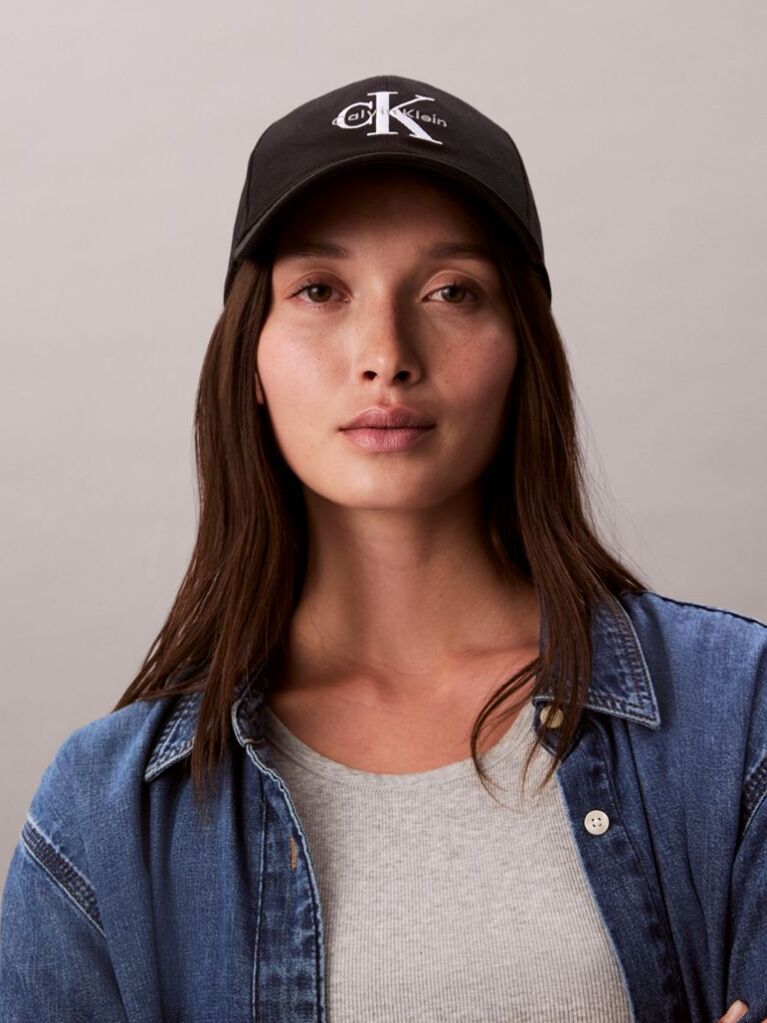 Black Cotton Twill Logo Cap  Women