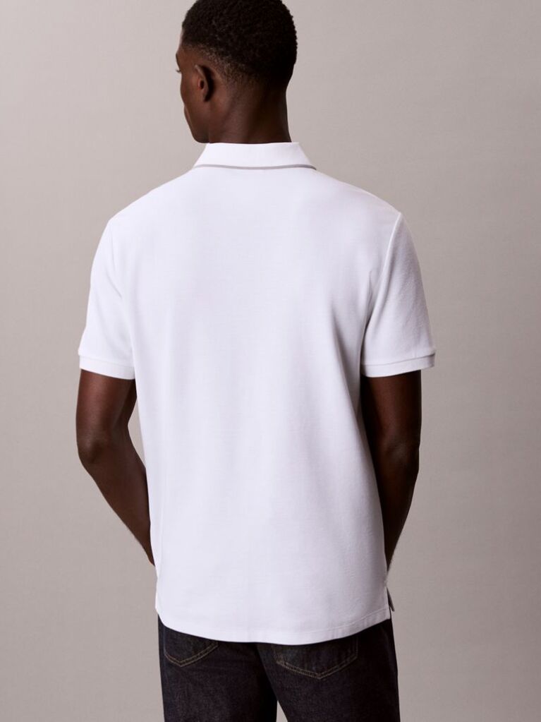 White Piqué Tipping Polo Shirt  Men