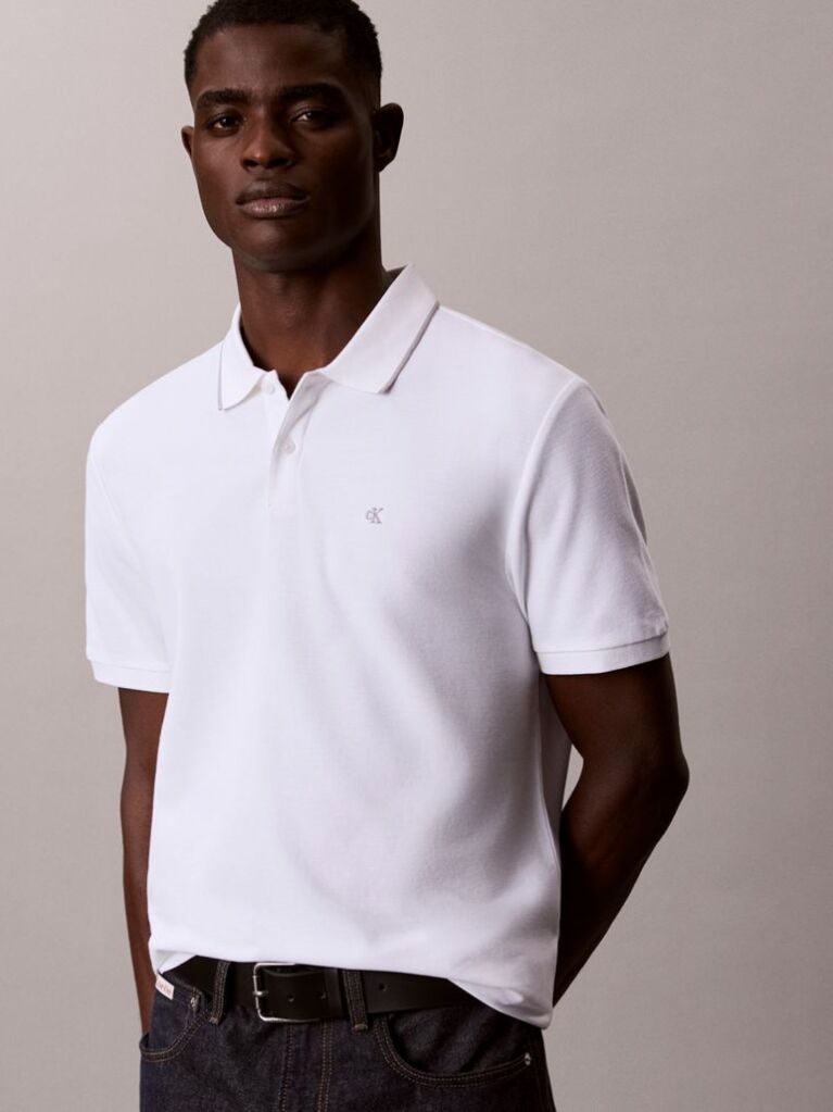 White Piqué Tipping Polo Shirt  Men