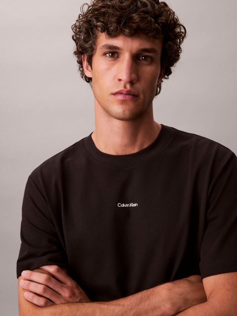 Black Short Sleeve Stretch Pique Nano Easy Tee  Men