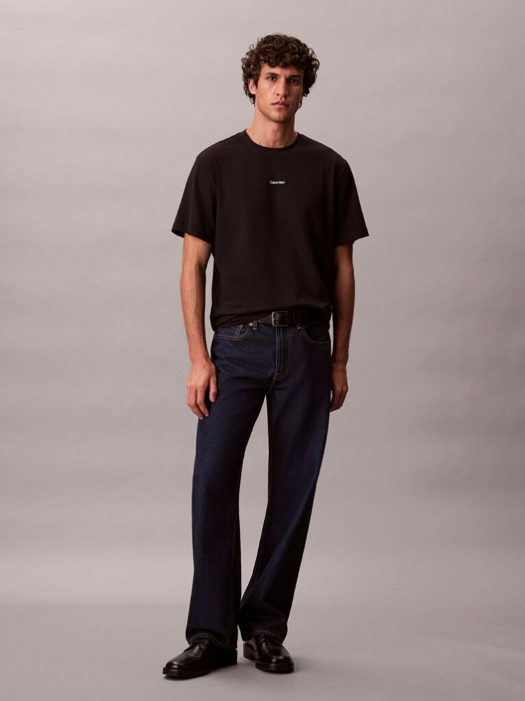 Black Short Sleeve Stretch Pique Nano Easy Tee  Men