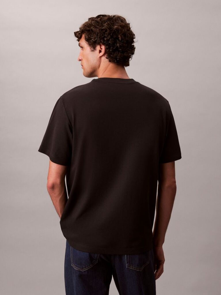 Black Short Sleeve Stretch Pique Nano Easy Tee  Men