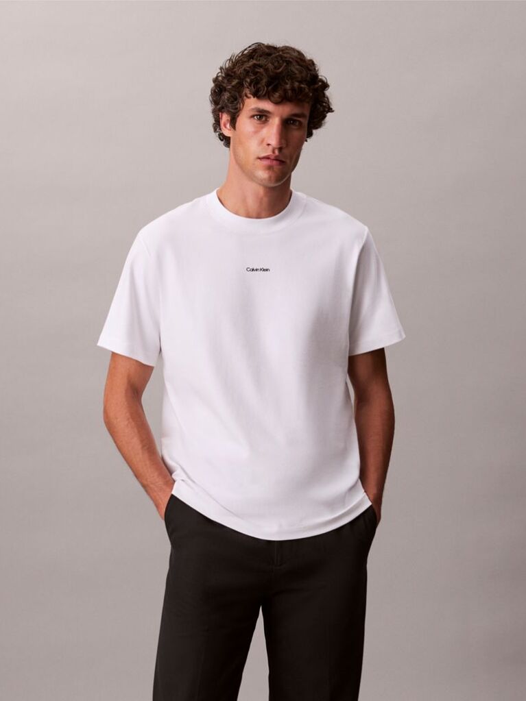 White Short Sleeve Stretch Pique Nano Easy Tee  Men
