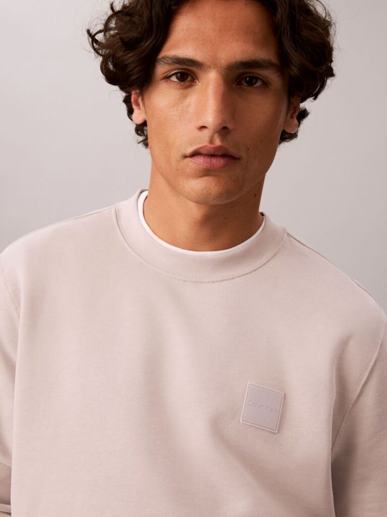 Grey Rubberised Logo Terry Crew Neck Jumper  Men