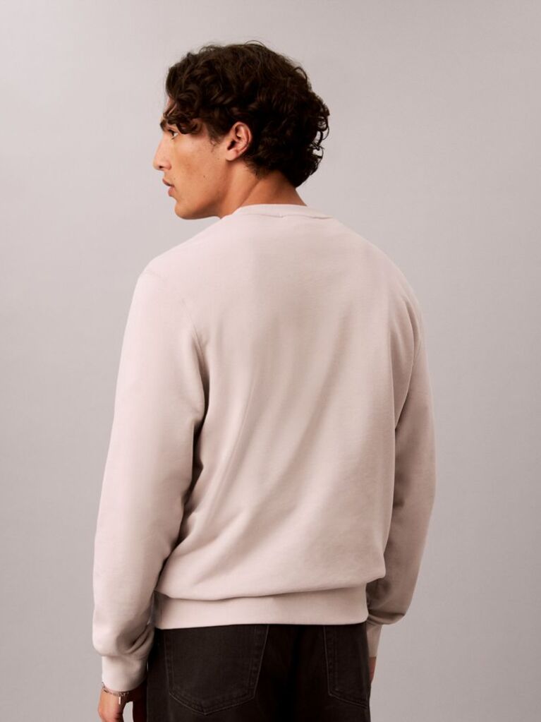 Grey Rubberised Logo Terry Crew Neck Jumper  Men