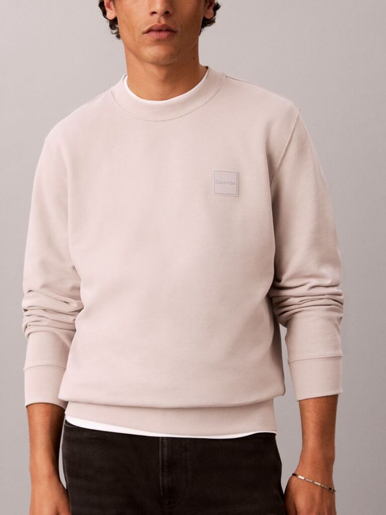 Grey Rubberised Logo Terry Crew Neck Jumper  Men
