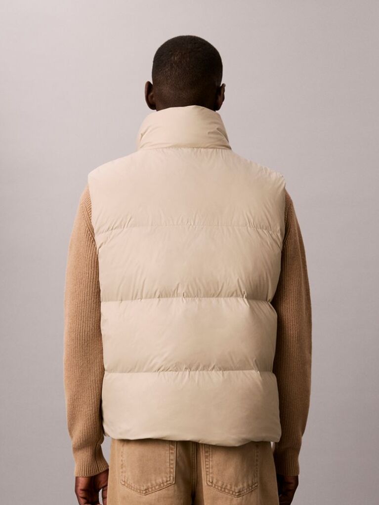 Beige Logo Patch Padded Gilet  Men