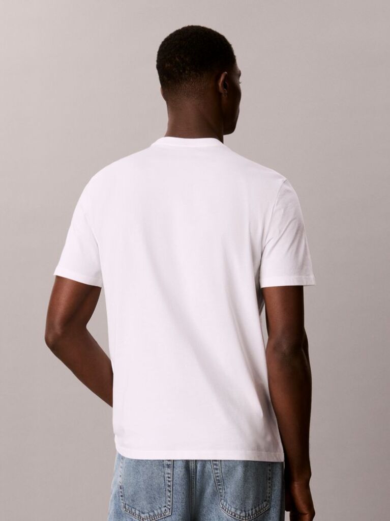 White Repeat Logo Graphic Crew Neck T-Shirt  Men