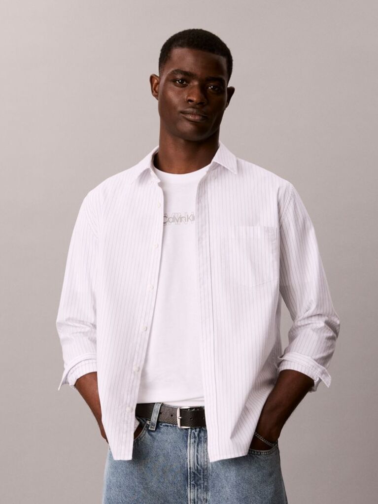 White Repeat Logo Graphic Crew Neck T-Shirt  Men
