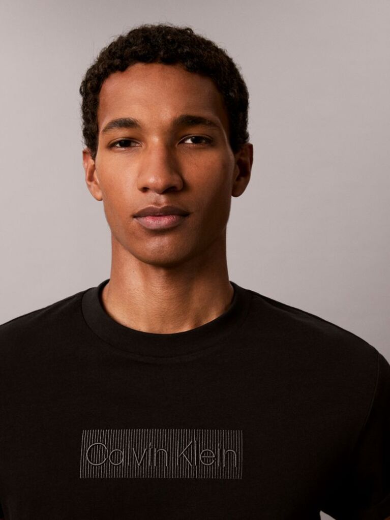 Black Logo Embroidery Crew Neck T-Shirt  Men
