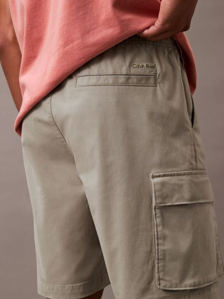 Brown Cotton Twill Cargo Shorts  Men