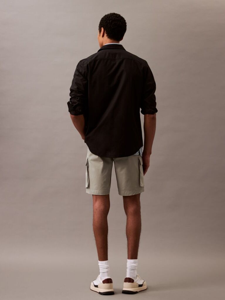 Brown Cotton Twill Cargo Shorts  Men