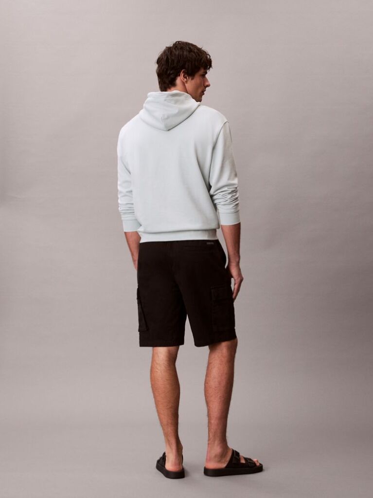 Black Cotton Twill Cargo Shorts  Men