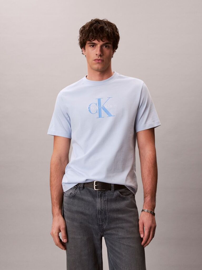 Blue Monogram Logo T-Shirt  Men