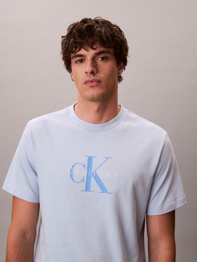 Blue Monogram Logo T-Shirt  Men