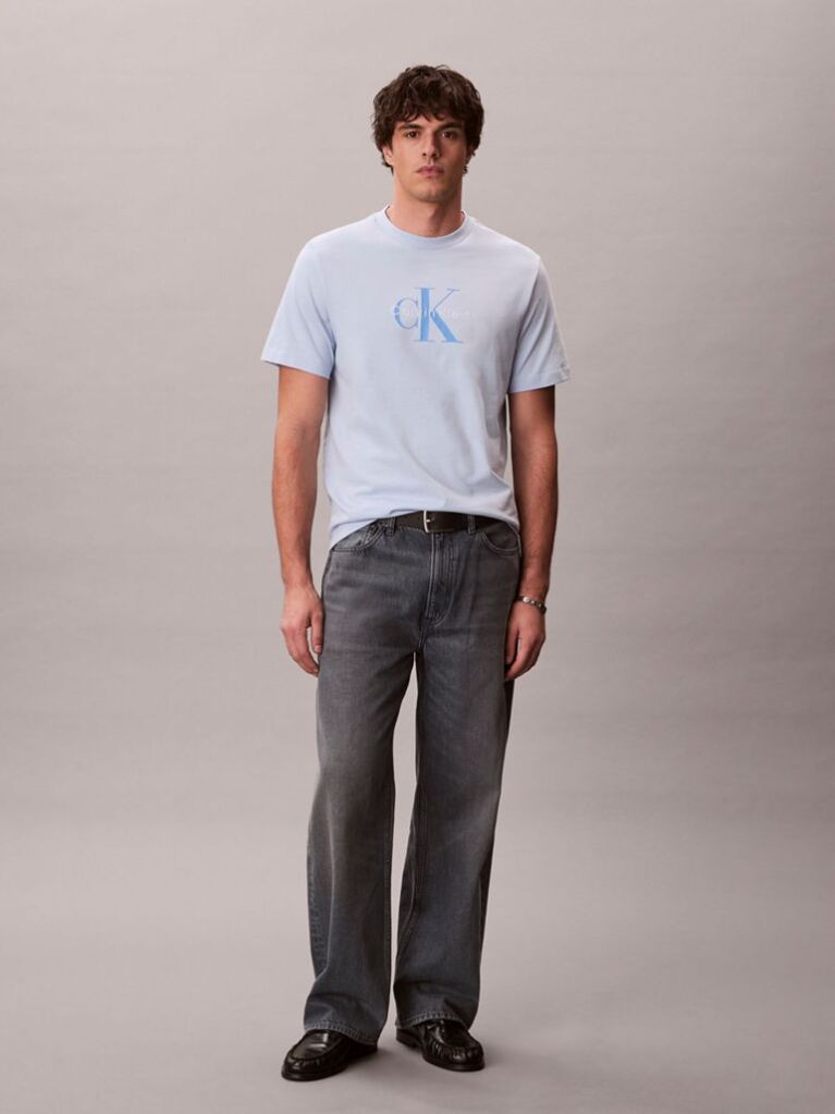 Blue Monogram Logo T-Shirt  Men