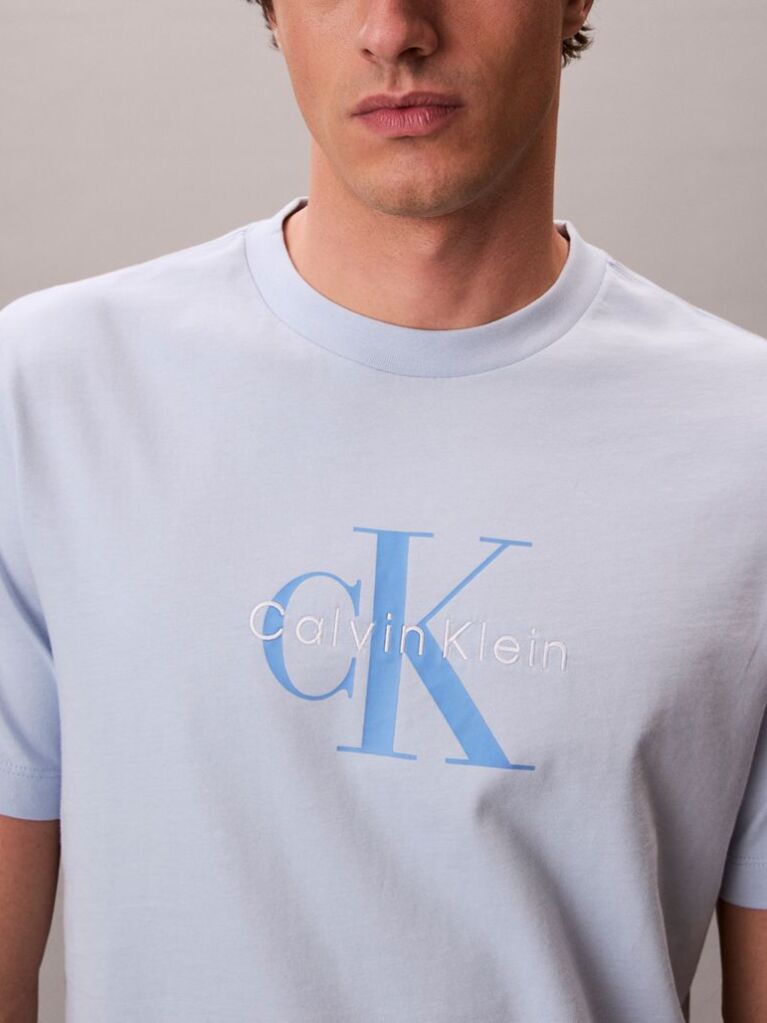 Blue Monogram Logo T-Shirt  Men