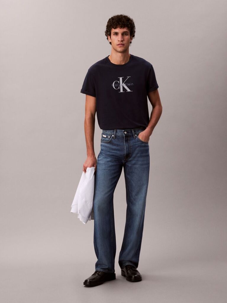 Blue Monogram Logo T-Shirt  Men