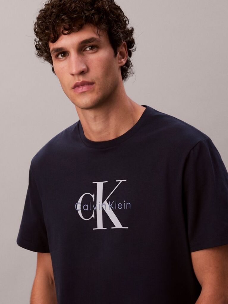 Blue Monogram Logo T-Shirt  Men