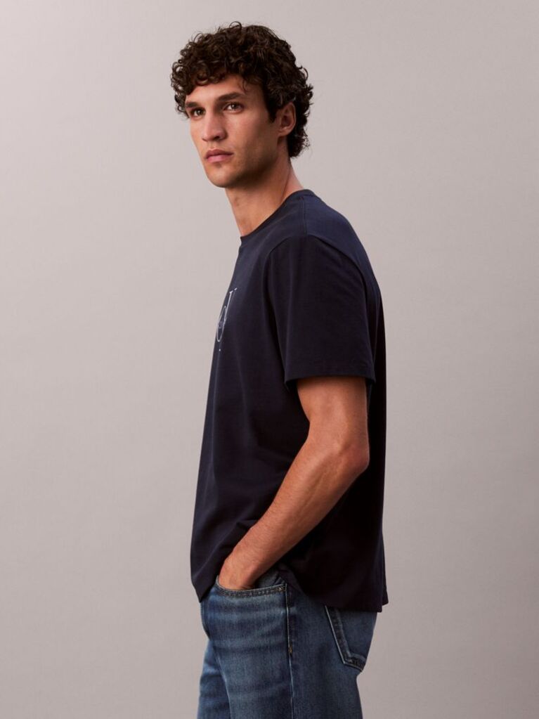 Blue Monogram Logo T-Shirt  Men