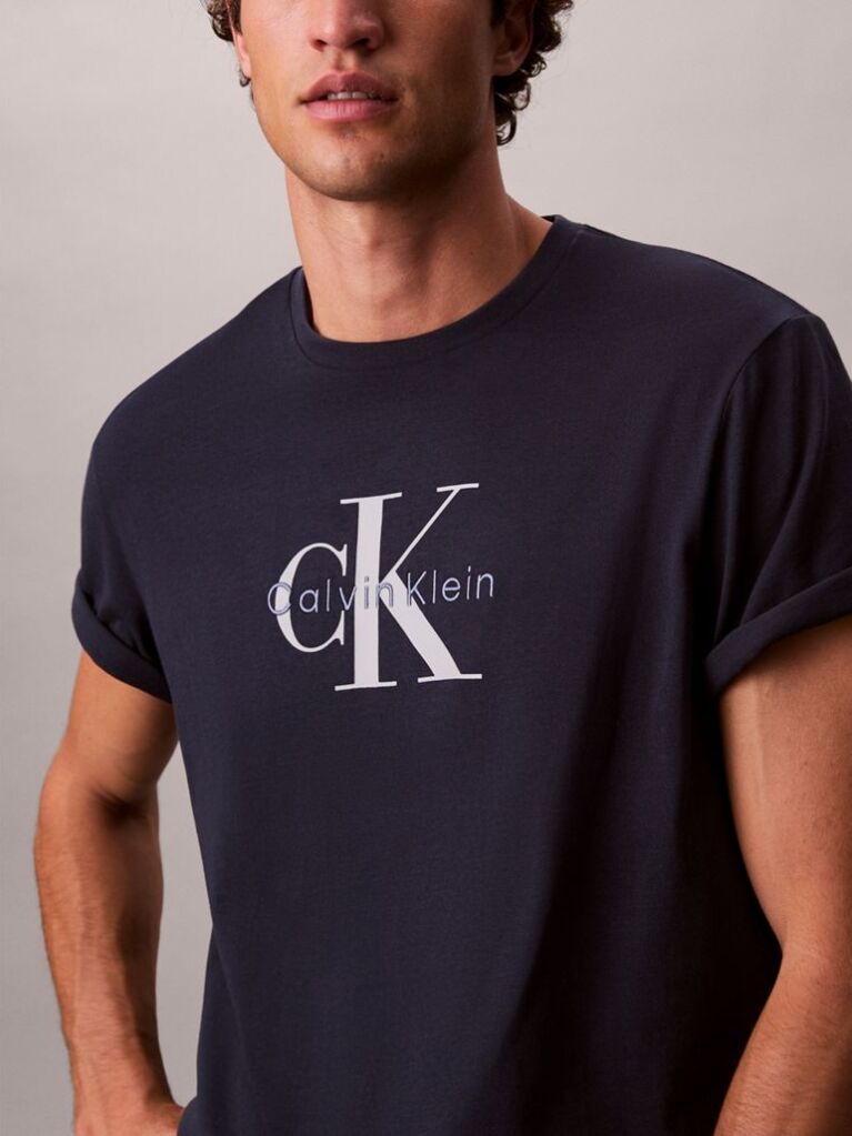 Blue Monogram Logo T-Shirt  Men