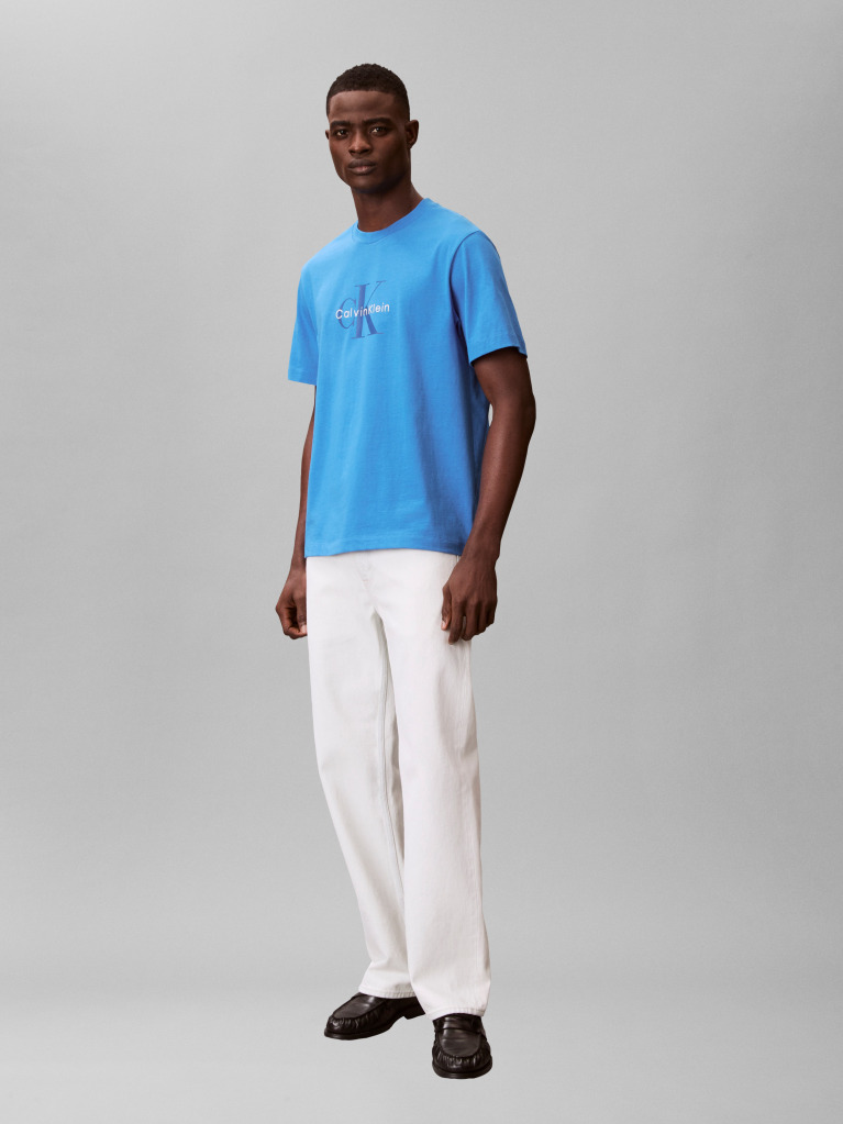 Blue Monogram Logo T-Shirt  Men