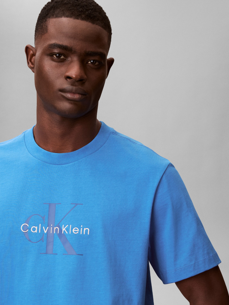 Blue Monogram Logo T-Shirt  Men