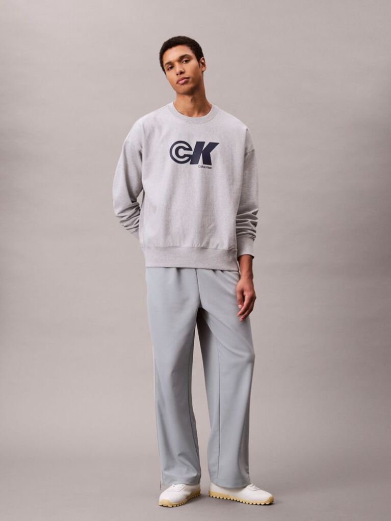 Grey Relaxed Graphic Logo Sweatshirt  Men